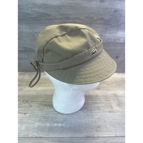 IZOD LACOSTE Womens Beige Sun Hat Beach Bucket Tie Sun Cap Vintage - Picture 2 of 12